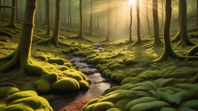 Upplev lugnet med skogsbad i naturen illustration