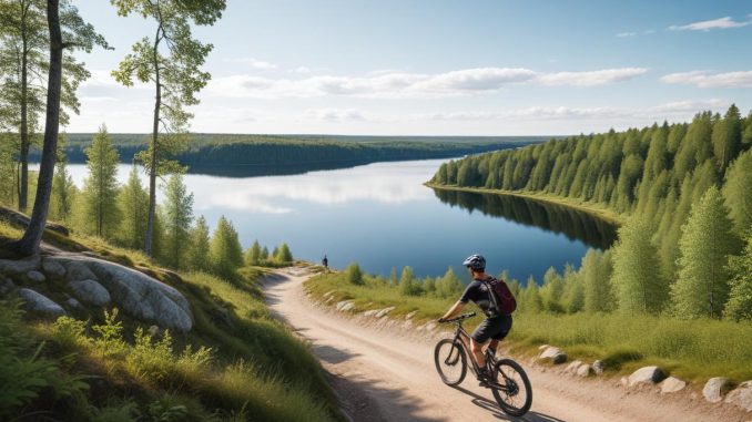 Upptäck härliga mountainbikevägar i Stockholm illustration