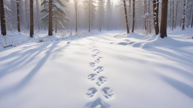 Spännande djurspår att upptäcka i snön! illustration